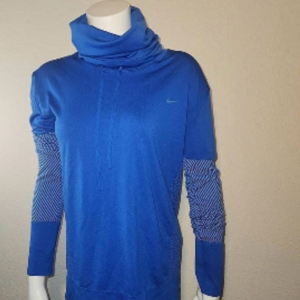 Like New—NIKE Dri-Fit Athletic Funnel Neck Hoodie, Sz M Women, Bright Blue